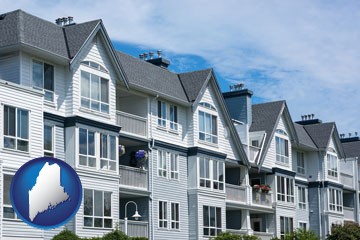 a residential apartment building - with Maine icon